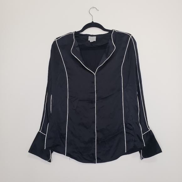 Jason Wu piped silk charmeuse blouse in black xs - Picture 3 of 7